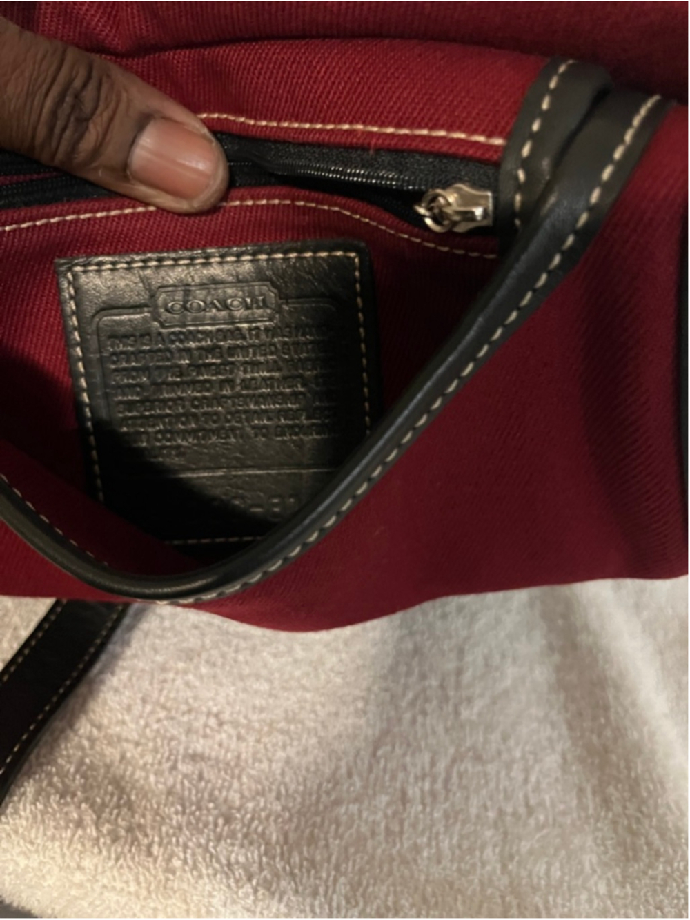 Vintage Coach Hippie 8114 Slim Canvas & Leather Flap Crossbody Bag Burgundy Red - Picture 9 of 12